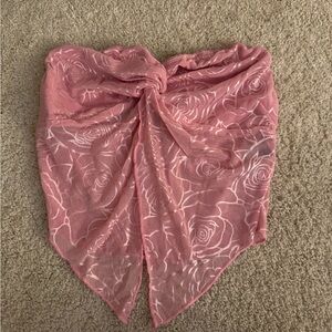 Pink Floral Sheer Scarf